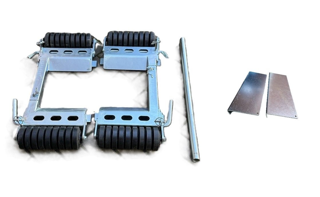 2 x Self-Jacking Folding Recovery Skate Dolly 1TG9 Wheel Loader Mover 4T + Ramp Extensions